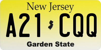 NJ license plate A21CQQ