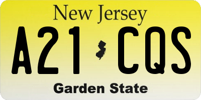NJ license plate A21CQS