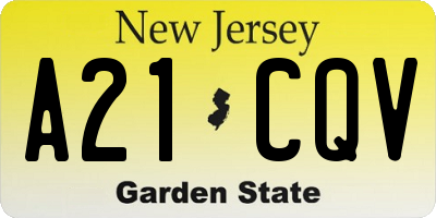 NJ license plate A21CQV