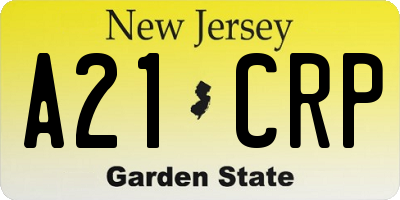 NJ license plate A21CRP