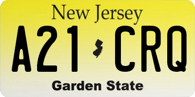 NJ license plate A21CRQ