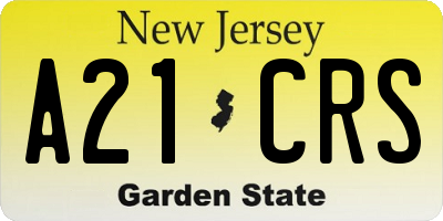 NJ license plate A21CRS