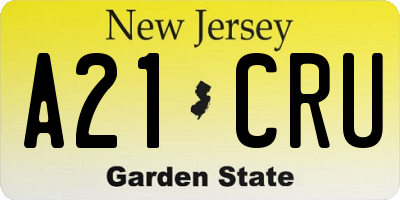 NJ license plate A21CRU