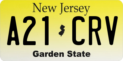 NJ license plate A21CRV