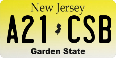 NJ license plate A21CSB