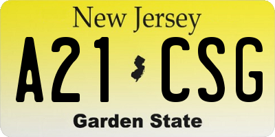 NJ license plate A21CSG