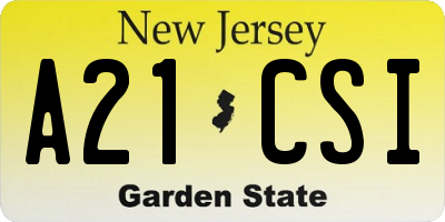 NJ license plate A21CSI