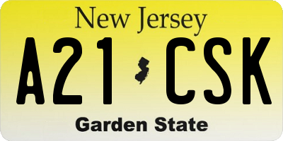 NJ license plate A21CSK