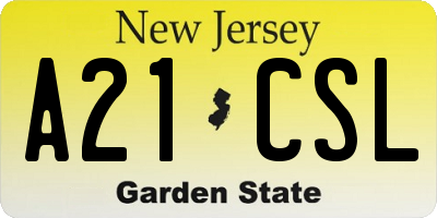 NJ license plate A21CSL