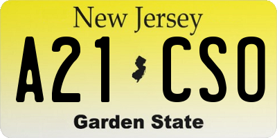 NJ license plate A21CSO