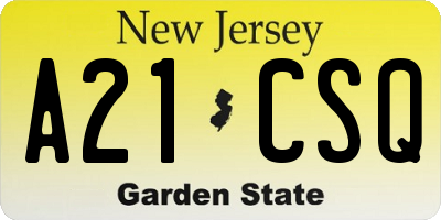 NJ license plate A21CSQ