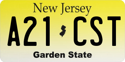 NJ license plate A21CST