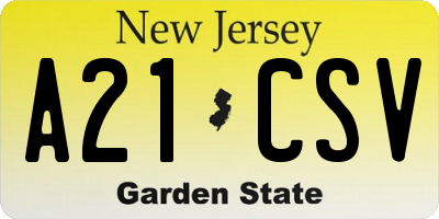 NJ license plate A21CSV