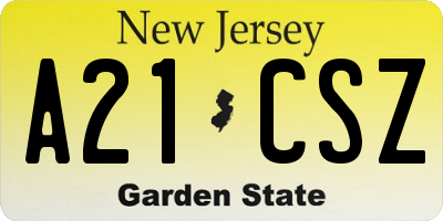 NJ license plate A21CSZ