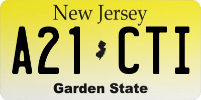 NJ license plate A21CTI