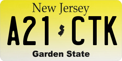 NJ license plate A21CTK