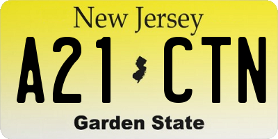 NJ license plate A21CTN