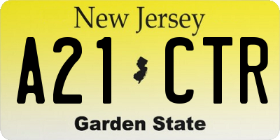 NJ license plate A21CTR