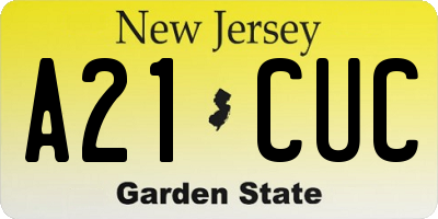 NJ license plate A21CUC