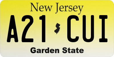 NJ license plate A21CUI