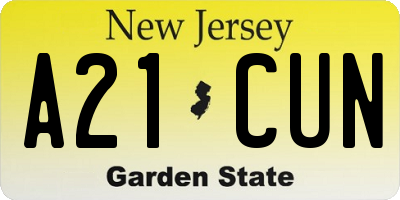 NJ license plate A21CUN