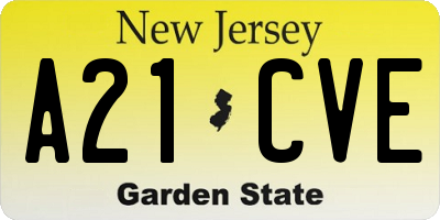 NJ license plate A21CVE