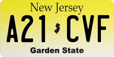 NJ license plate A21CVF