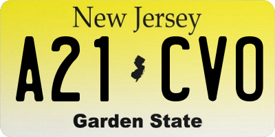 NJ license plate A21CVO