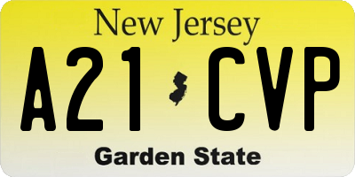NJ license plate A21CVP
