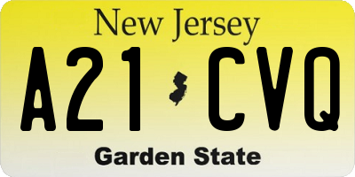 NJ license plate A21CVQ