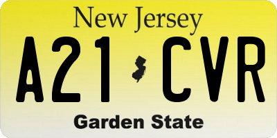 NJ license plate A21CVR
