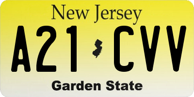 NJ license plate A21CVV