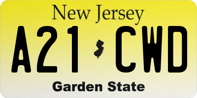 NJ license plate A21CWD