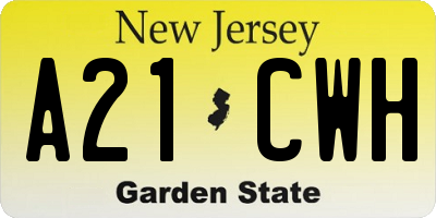 NJ license plate A21CWH