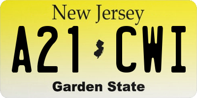 NJ license plate A21CWI