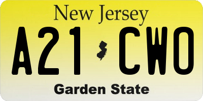 NJ license plate A21CWO