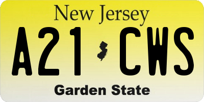 NJ license plate A21CWS