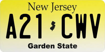 NJ license plate A21CWV