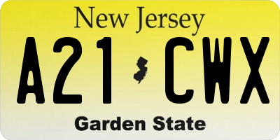 NJ license plate A21CWX