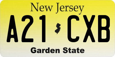 NJ license plate A21CXB