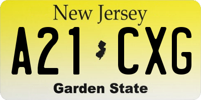 NJ license plate A21CXG