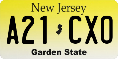 NJ license plate A21CXO