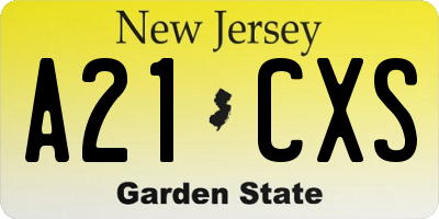 NJ license plate A21CXS