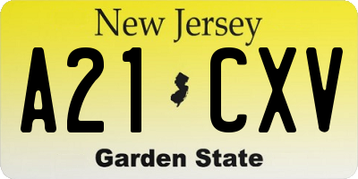 NJ license plate A21CXV