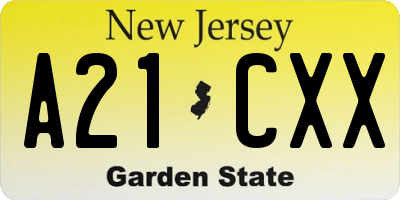 NJ license plate A21CXX