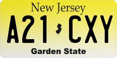 NJ license plate A21CXY