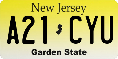 NJ license plate A21CYU