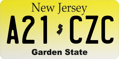 NJ license plate A21CZC
