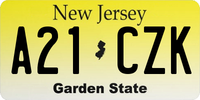 NJ license plate A21CZK
