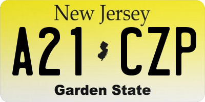 NJ license plate A21CZP